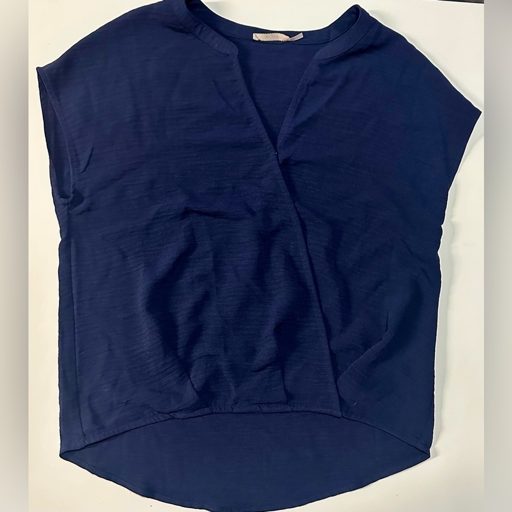 Women’s Snap Crossover Cap Sleeve Blouse, Mi Ami, Navy, Size XXS